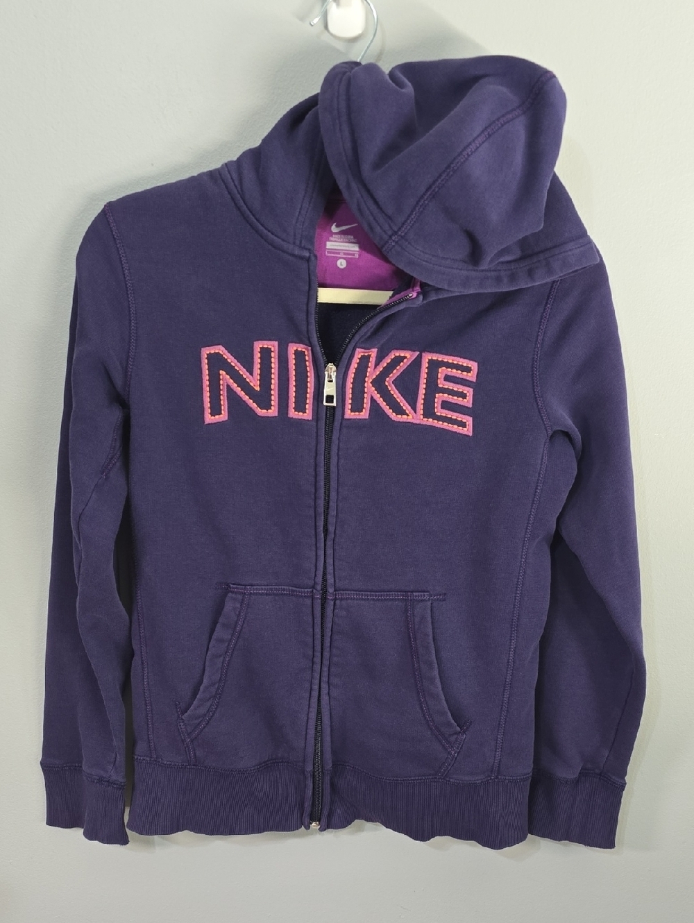 Vintage Nike Purple Zip Hoodie Logo Girl's Size Large Youth